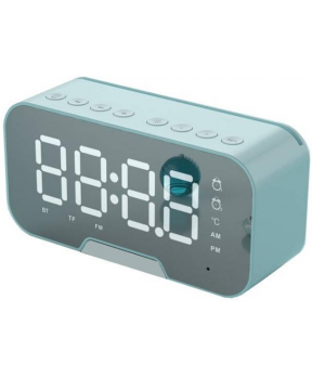 Digitalna ura z budilko, kozmetičnim ogledalom, Bluetooth zvočnikom in termometrom - mint