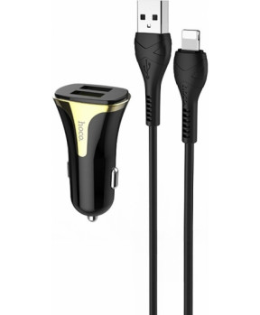 HOCO avtopolnilec Z31 3.0 QC s kablom 1m Lightning iPhone 12 - črno zlat