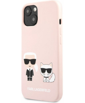 Originalen KARL LAGERFELD ovitek iPhone 13 mini - Full Bodies - roza silikonska zaščita - KLHCP13SSSKCI