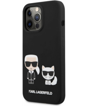 Originalen KARL LAGERFELD ovitek iPhone 13 Pro Max - Full Bodies - črn silikonska zaščita - KLHCP13XSSKCK