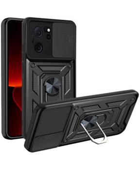 Silikonski ovitek Armor Ring z zaščito kamere za Xiaomi Redmi 12 4G - črn